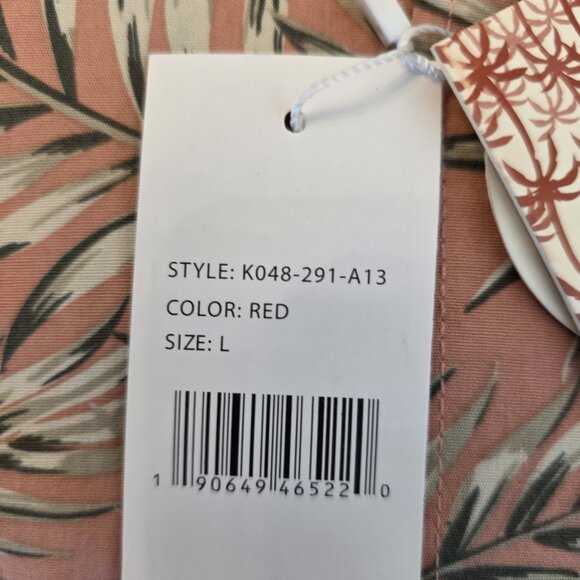 🔴 Jachs NY Shirt Mens Large Palm Print Short Sleeve Button Up Pink Gray - Picture 9 of 14